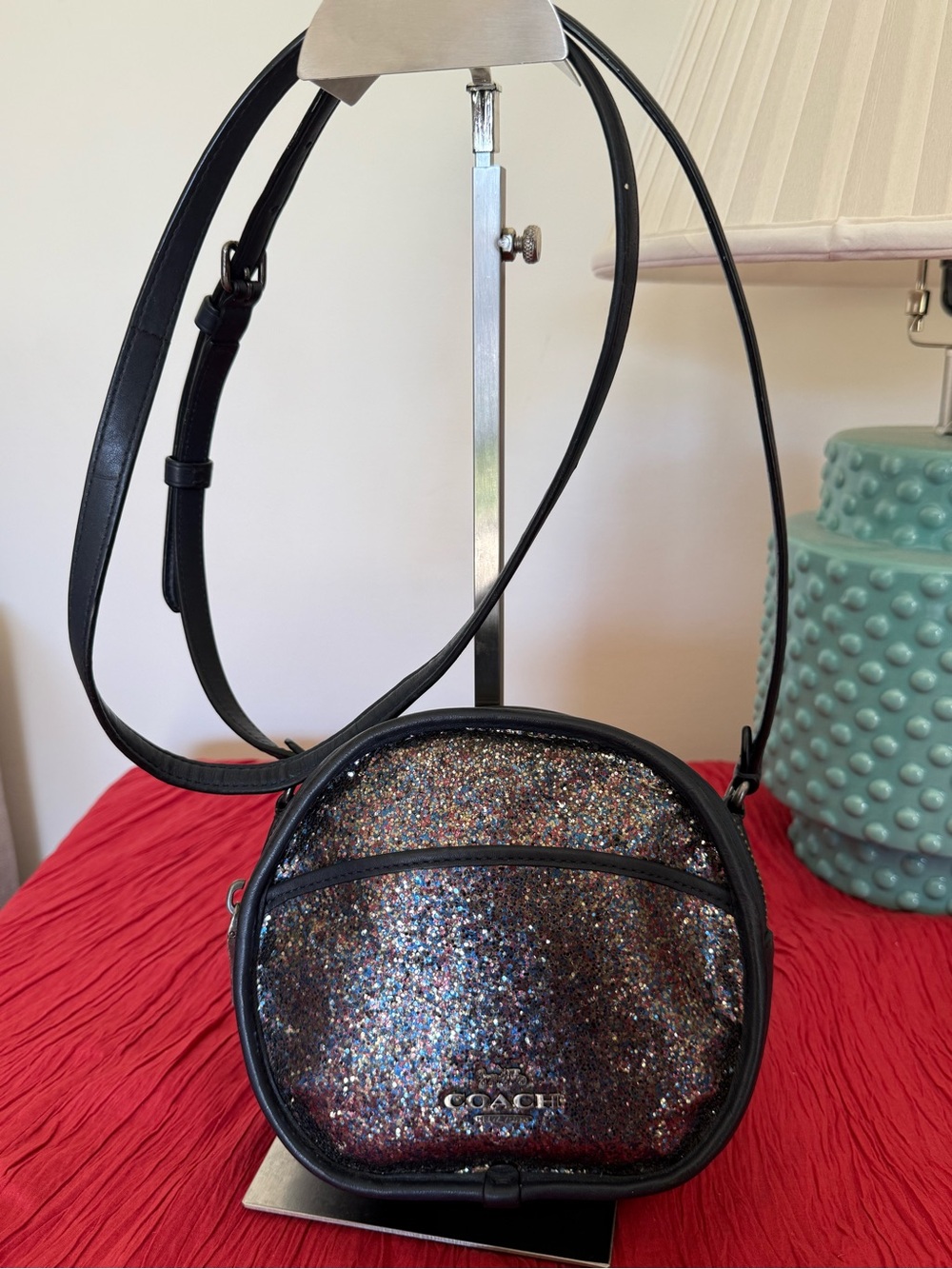 COACH Black Glitter canteen Crossbody Bag